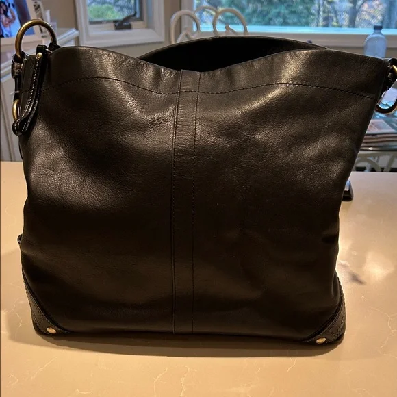 Coach Black Leather Tote with Gold Accents - Picture 3 of 8